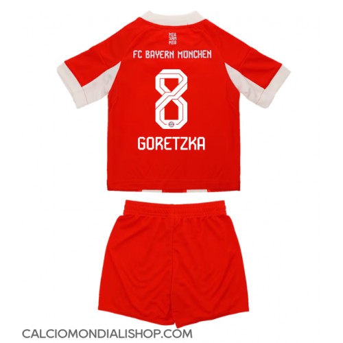 Maglie da calcio Bayern Munich Leon Goretzka #8 Prima Maglia Bambino 2025-26 Manica Corta (+ Pantaloni corti)